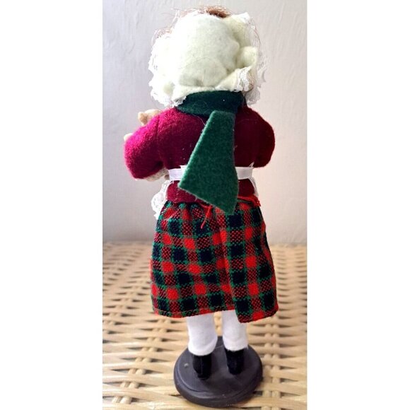 Vintage Christmas Caroler 9" Girl Holding Teddy Bear and Apple - Picture 4 of 9
